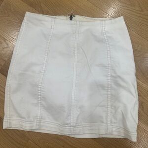 Free People White Mini denim Skirt